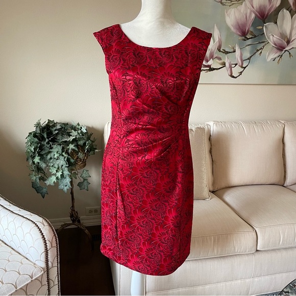Connected Apparel Side Ruched Red Holiday Party Dress - Picture 7 of 16